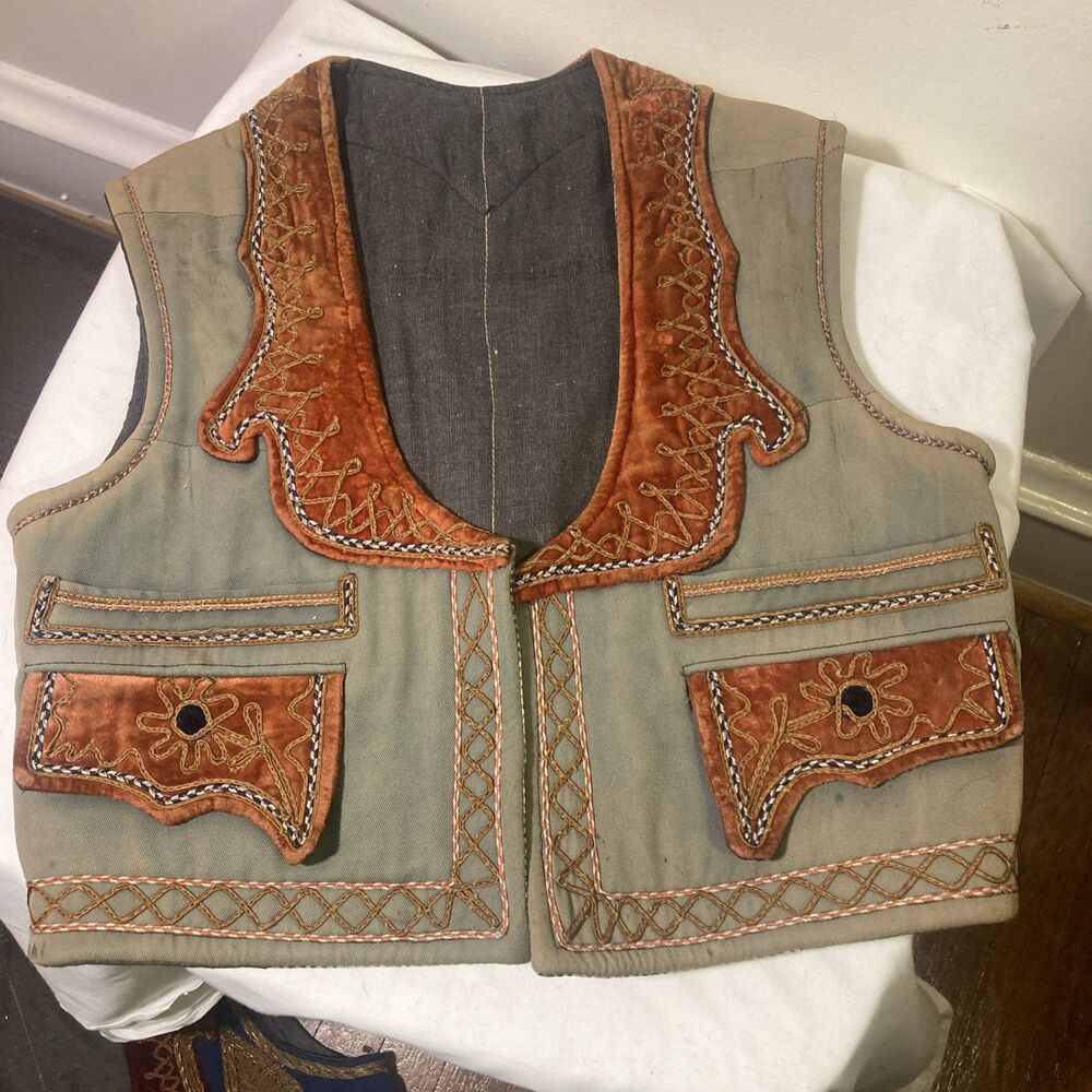 Vintage 1960s Afghan Hazara Vest Turkish Ottoman Waist Coat Boho Hippie Trail